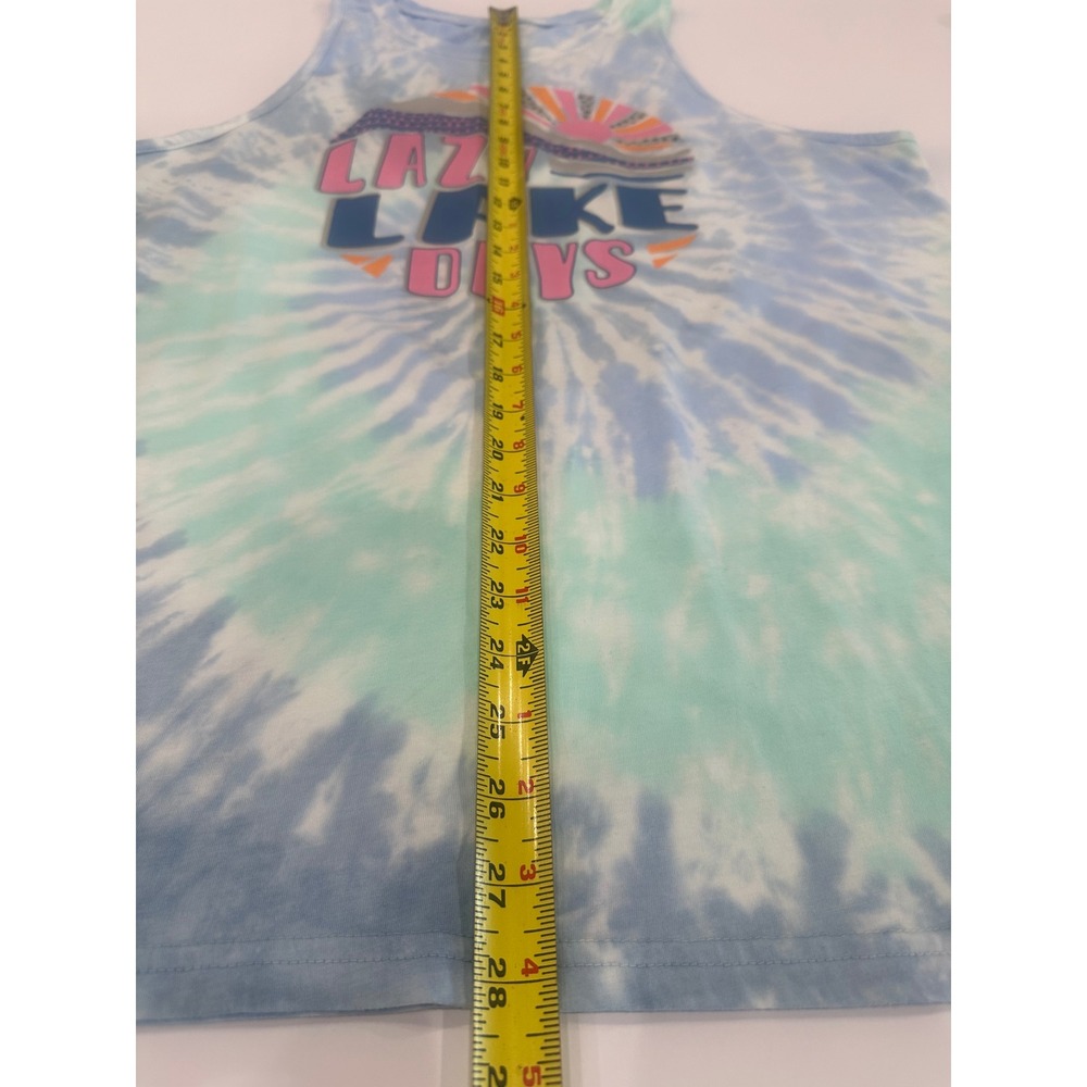 Love & Pineapples Lazy Lake Days Tie Dye Tank Top Blue Green Mens Large - Picture 7 of 9
